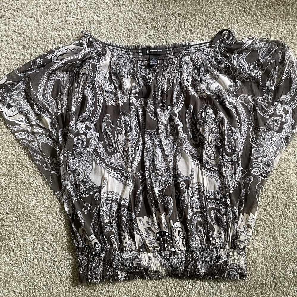 INC Sheer Brown Blouse w built in tank